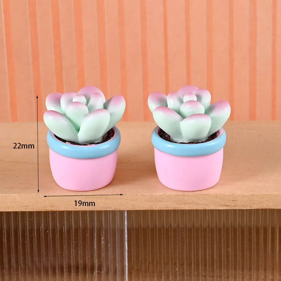 20Pcs Resin Cabochon Plants Potted Cactus Miniature Figurines DIY Dollhouse Desk Home Decoration Fairy Garden Decor Craft Quake No.3