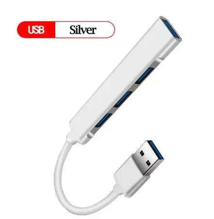 New USB 3.0 Hub 4 Port USB Hub High Speed Type C Splitter 5Gbps For PC Computer Accessories Multiport HUB 4 USB 3.0 2.0 Ports Quake USB-silver