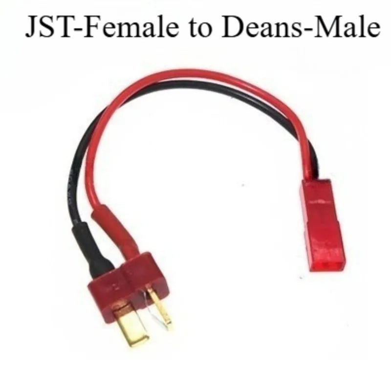 RC Battery Adapter Cable XT60 XT30 T-Plug to JST Male/Female Connector 20AWG Silicone Wire for FPV Drone Airplane Car Parts Quake JST-F to Deans-M 1PCS 20CM