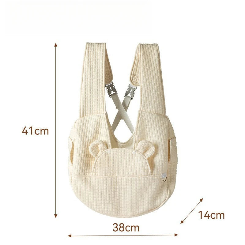 Adjustable Pet Backpack Dog Travel Bag Suitable Safety Belt with Removable Bottom Cat Bag Dog Shoulder for Travel Hiking Outdoor Quake White G4041A