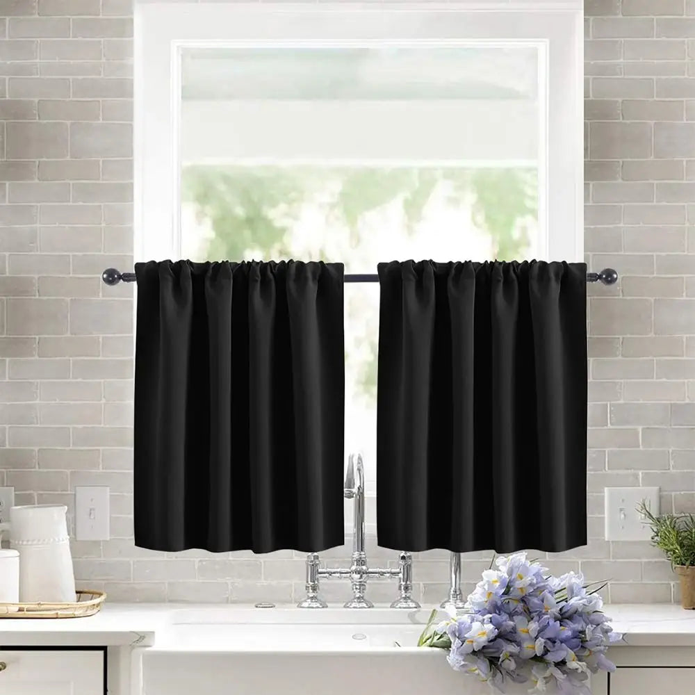 Pure Color Short Tier Curtains for Small Window Treatment Durable Short Blackout Curtain Washable Half Window Curtains Quake