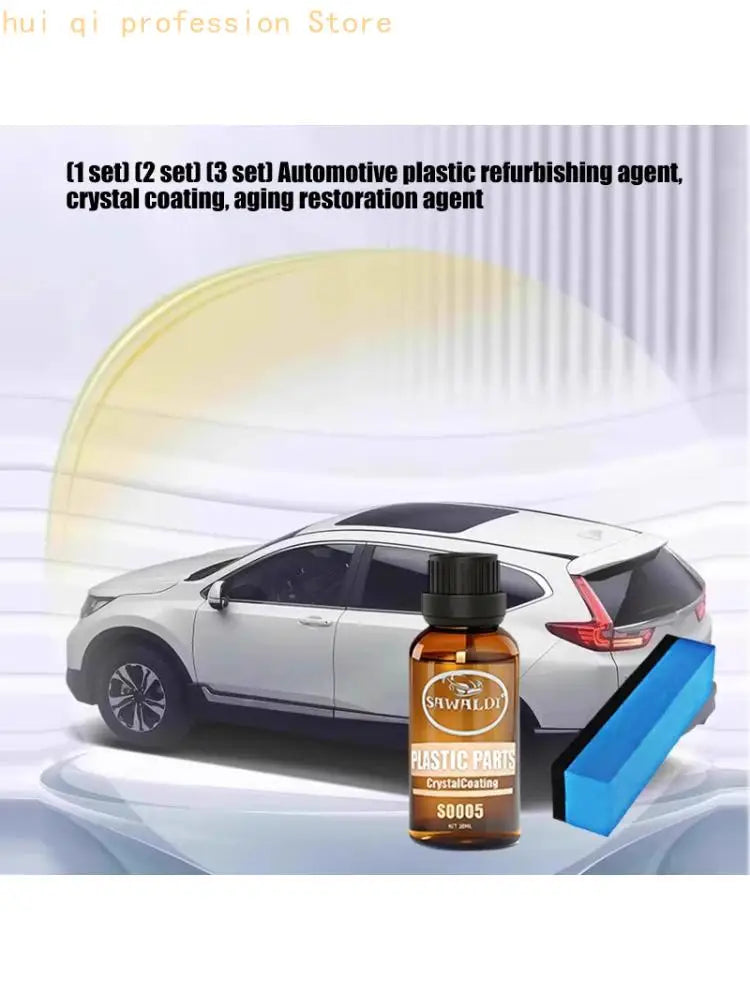 Plastic Trim Restorer for Vehicles, 30 Coating Bottle and Applicator Sponge for Exterior Plastic Care Use H8WE Quake