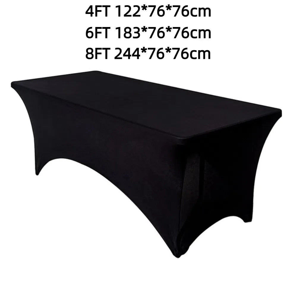 Black 4/6/8FT High Stretch Tablecloth Universal Washable Bed Cover Elastic Birthday Table Cover Outdoor Event Quake