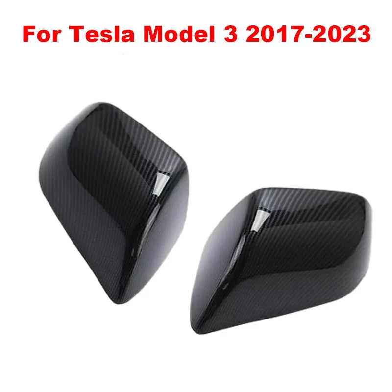 For Tesla Model 3 Y 2017-2023 Car Sticker Rearview Side Mirror Cover Wing Cap Exterior Door Rear View Case Trim Carbon Fiber ABS Quake For Model 3