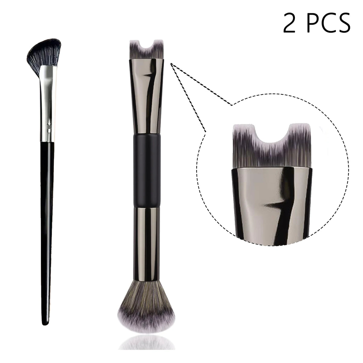2 PCS Makeup Brushes U-Shaped Makeup Brush & Nose Shadow Brush Quake 2 PCS
