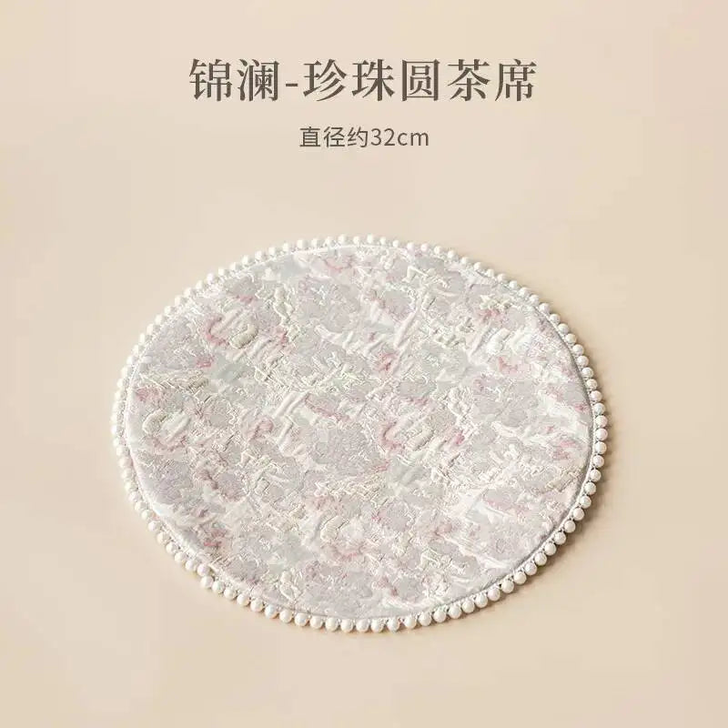 Pearl Tea Mat Chinese Style Double-sided Heat-resistant Insulation Pad Table Teapot Mat Tea Table Tea Ceremony Quake Round Tea Set