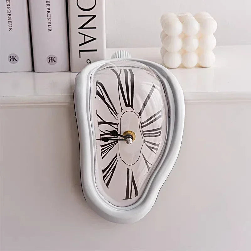 New Novel Surreal Melting Distorted Wall Clocks Surrealist Salvador Dali Style Wall Watch Decoration Gift Home Garden Quake White