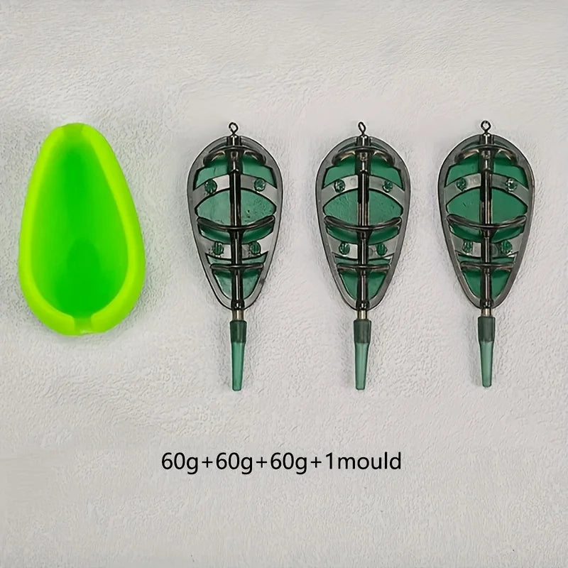 3pcs Heavyweight Fishing Bait Cage Set - ABS Material, Includes Bait Storage Trays, Ideal for Carp Fishing, Fishing Tackle|Sophi Quake 60g60g60g