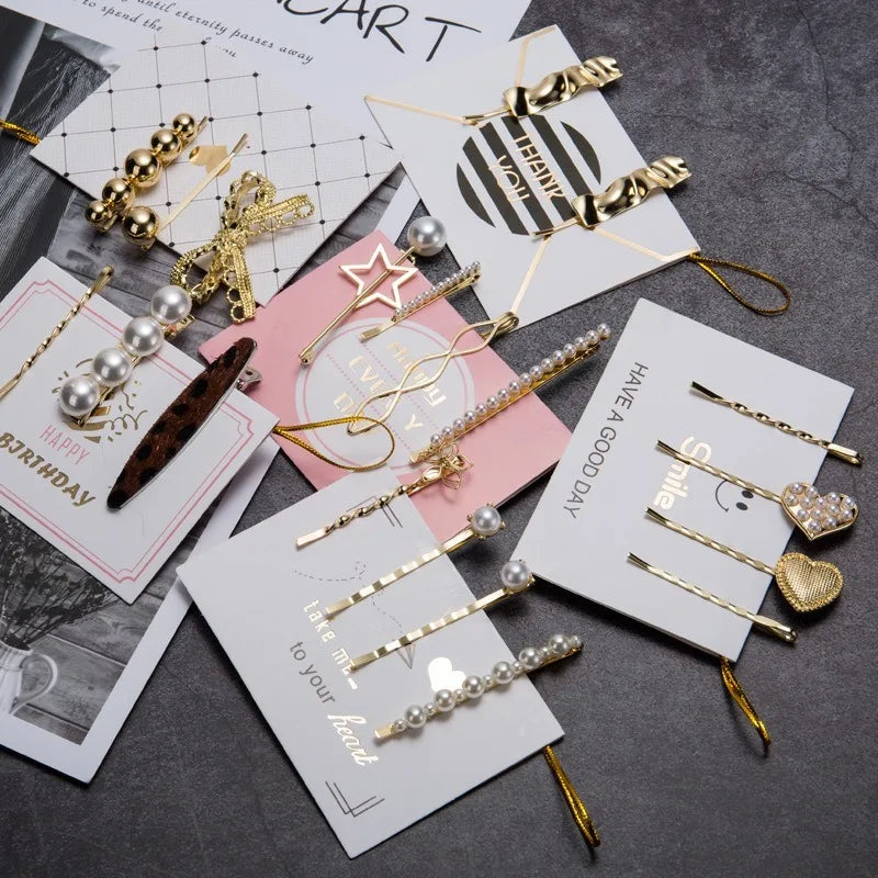 1/2/3/4Pcs/Set Women Pearl Metal Hair Clips Barrette Hairpin Hair Styling Accessories Tools Headdress New Arrival INS Hot Sale Quake