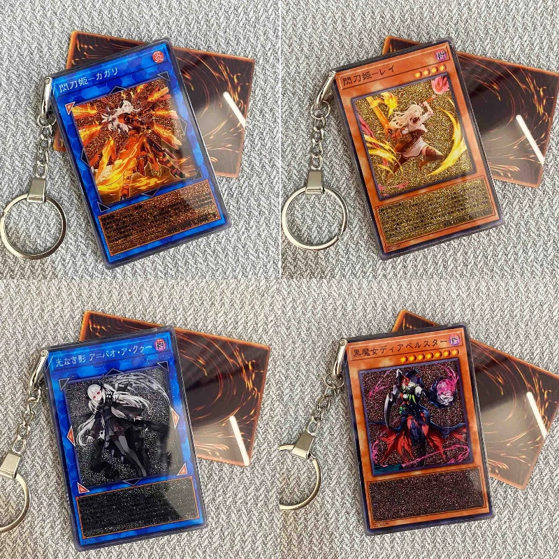 Hot Yu-Gi-Oh! Stardust Dragon Blue-Eyes White Dragon Mind Crush Sand Keychain Glitter Flow Motion Card Holder Collectible Gift Quake