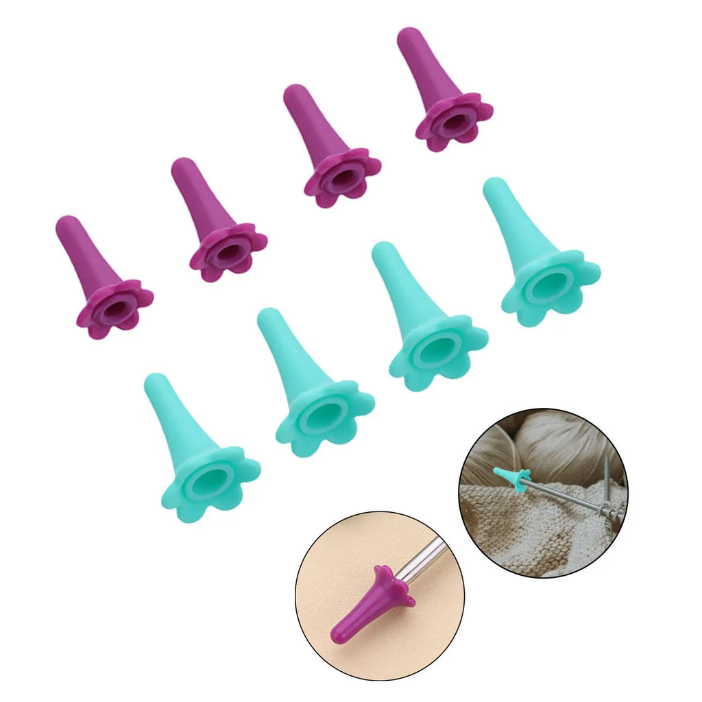 8x Needle Stopper Silicone Knitting Needle Protectors Anti-skid Knitting Crochet Supplies Knitting Tool Needle Point Protector Quake