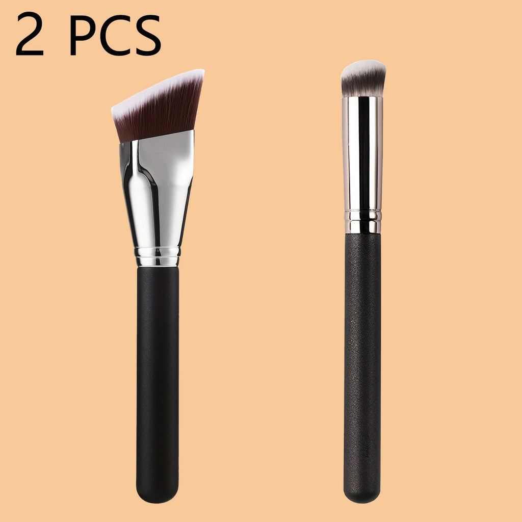 2 PCS Makeup Brushes Rectangular Foundation Brush & Concealer Brush for Contouring, Blending, Powder/ Foundation Application Quake 2 PCS