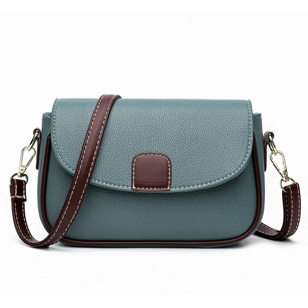 Brand Design PU Leather Handbags Women Fashion Simple Crossbody Bags Ladies Luxury Advanced Sense Shoulder Bag Quake blue