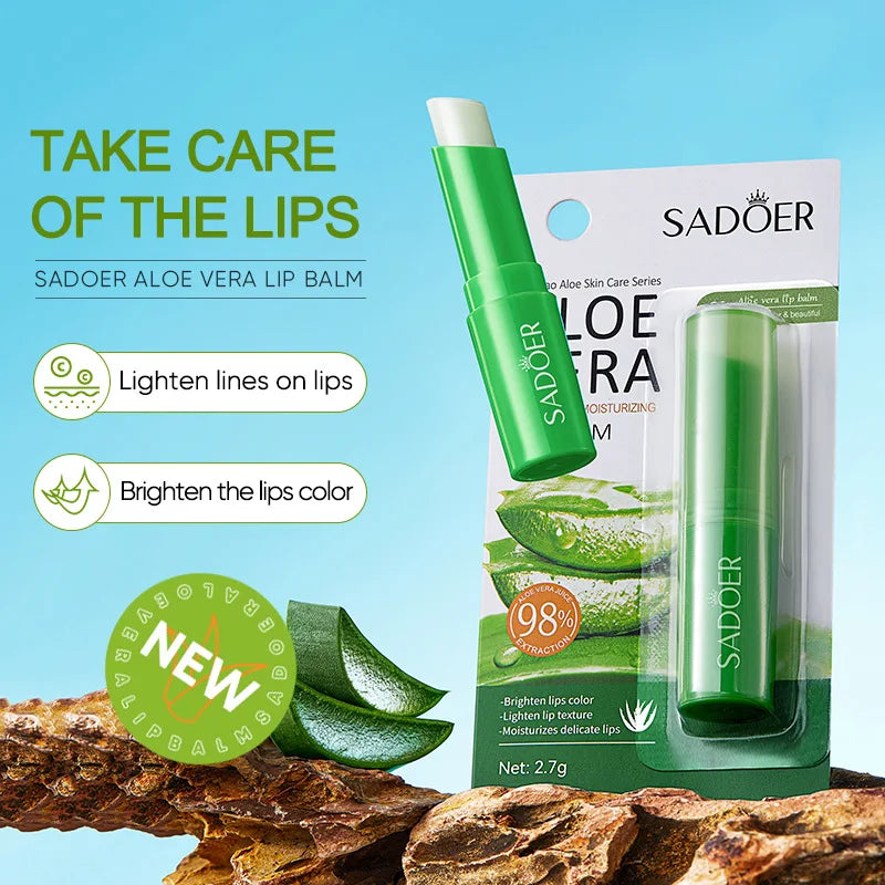 Aloe Vera Long Lasting Moistourizing Lip Balm Natural Moisture Lipstick Nutritious Temperature Sensitive Care Makeup for Lip Quake