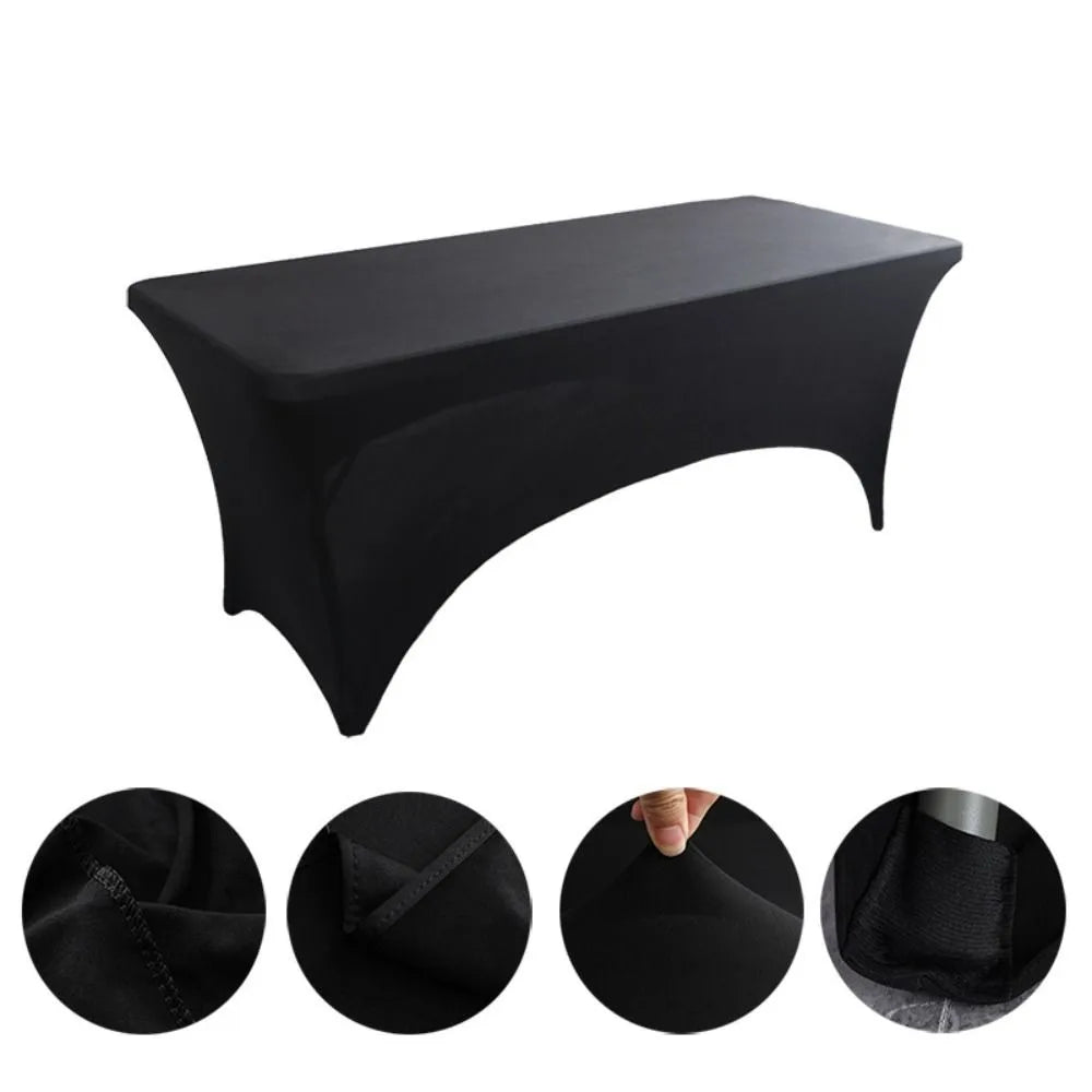 Black 4/6/8FT High Stretch Tablecloth Universal Washable Bed Cover Elastic Birthday Table Cover Outdoor Event Quake
