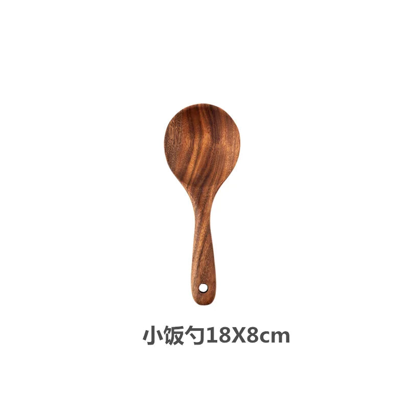 Teak Wooden Spatulas Kitchen Utensils Cooking Utensil Eco-Friendly Wood Spatula for Non Stick Cookware Quake 18x8cm