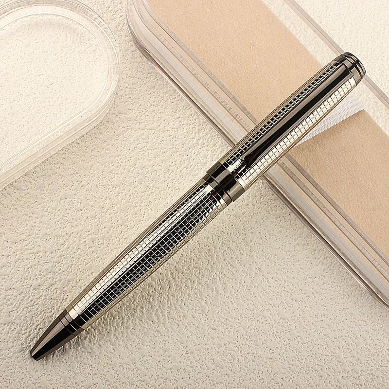 Metal Pen Stainless Steel Material Rotate Gel Pens Ink Blue Writing Ballpoint Pen Point 0.7mm for School Office Stationery Quake