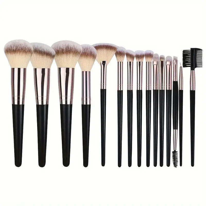 Professional 3-20PCS Makeup Brushes Set Eyeshadow Foundation Concealer Blending Blush Brush Kabuki Soft Make Up Beauty Tool Quake 15PCS-HD-BK