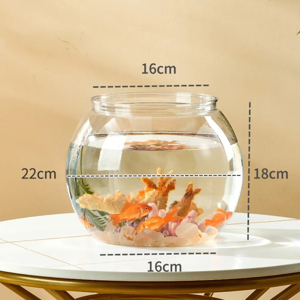 New Transparent Fish Tank Round Unbreakable Aquarium Plastic Lightweight Small Fish Bowl Home Decor Quake E
