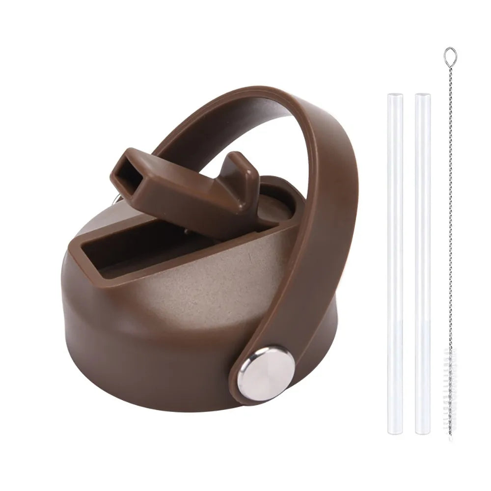 PP Plastic Cup Lid Splash Spill Proof With Big Handle Vacuum Bottle Replacement Lid Wide Mouth Bottle Cover Quake 13