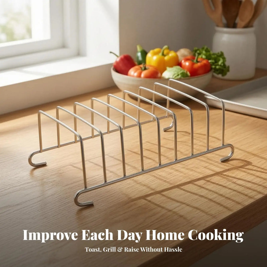 Toaster Rack Stainless Steel Bread Slices Holder Open Wire Design Kitchen Baking Rack for Air Fryer Toaster Oven Cooking Quake