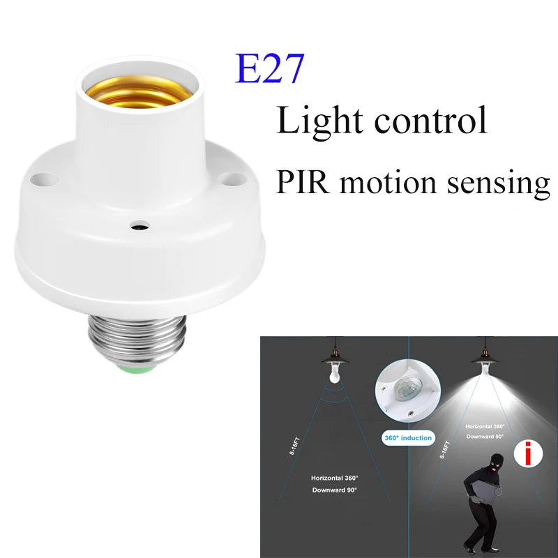 LED AC220V 110V 85-265V Automatic Human Body Infrared PIR Sensor Bulb Light E27 Base PIR Motion Detector Wall Lamp Holder Socket Quake E27 type-A