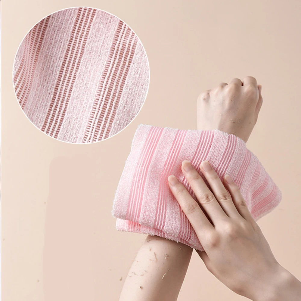 Long Nylon Exfoliating Bath Towel Multi-color Body Scrub Wash Cloth Quick Dry Back Shower Towel for Deep Skin Cleaning Dead Skin Quake