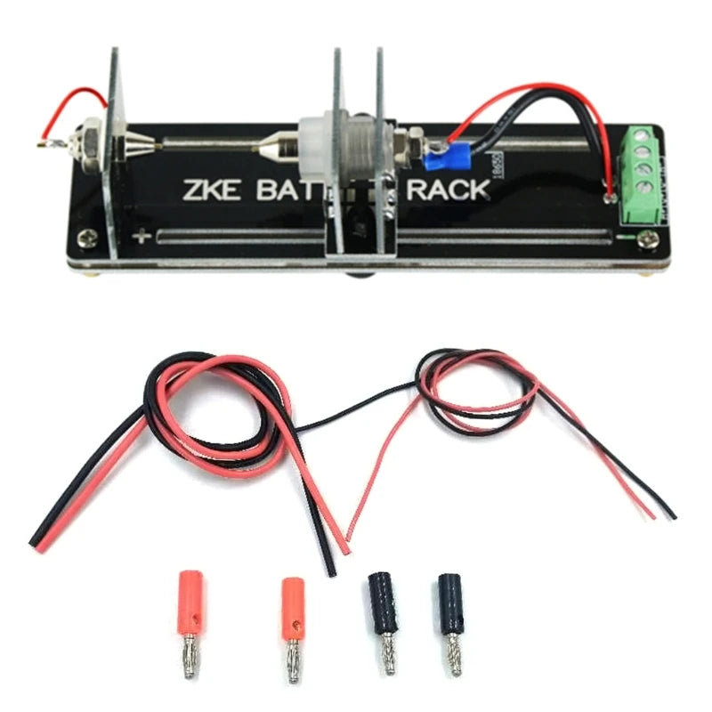 Versatile 4 Wire Battery Resistance Capacity Test Holder for 21700,26650,18650, AA,AAA Batteries A+/A- ;V+/V- Interfaces K1KF Quake Test stand with bana