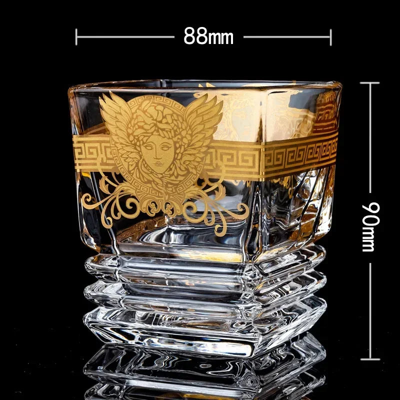 Creative Crystal Whiskey Glass Medusa Gold Portrait Glass Multi functional Beer Glass Bar Utensils Quake AA M