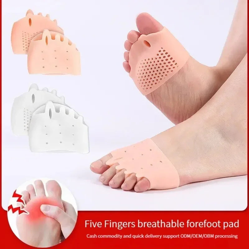 vvocci Silicone Gel Toe Separator Pads 2pcs - Forefoot Pain Relief Insoles for Bunion Valgus Corrector & Metatarsal Cushion Quake