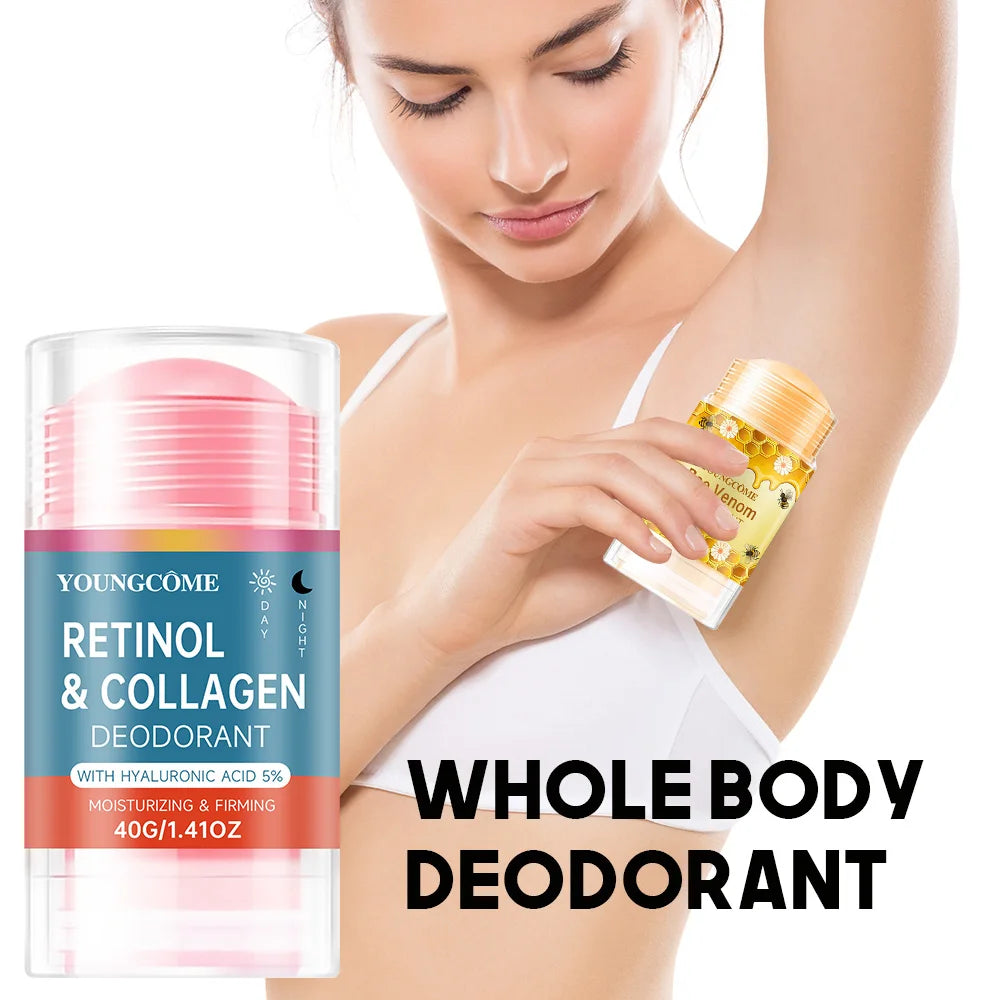 Retinol Collagen & Bee Venom Deodorant Lasting Armpit Deodorizer Effective Body Odor Removal Sweat Eliminator Underarm Odor Quake