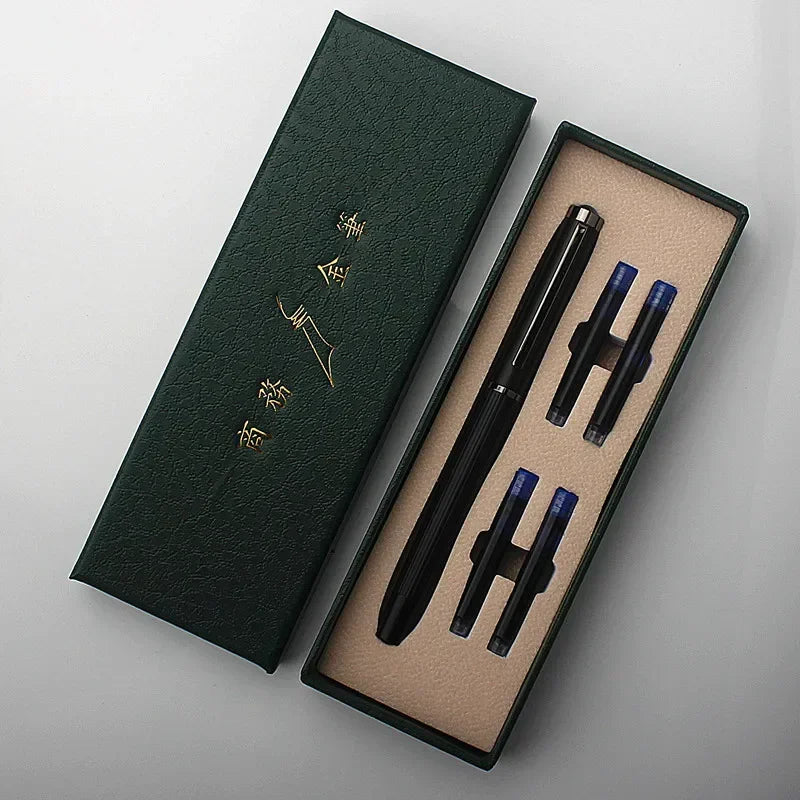 Luxury Quality 6052 Metal Grey Blue EF Nibs Black Fountain Pen EF0.38MM Ink Pens Set Gift Quake 6052-7 EF 0.38MM