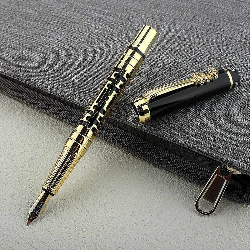 Luxury Hollow Out Metal Fountain Pen Iridium EF/F/M/ Nibs Business Writing Gift Pens School Office Supplies Stationary Quake