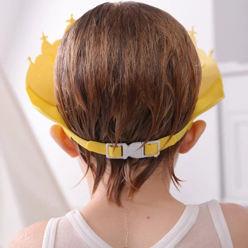 Baby Adjustable Ear Protection Waterproof Size Shampoo Cap Crown Baby Shower Cap Children Cartoon Bath Visor Infant Hair Shield Quake