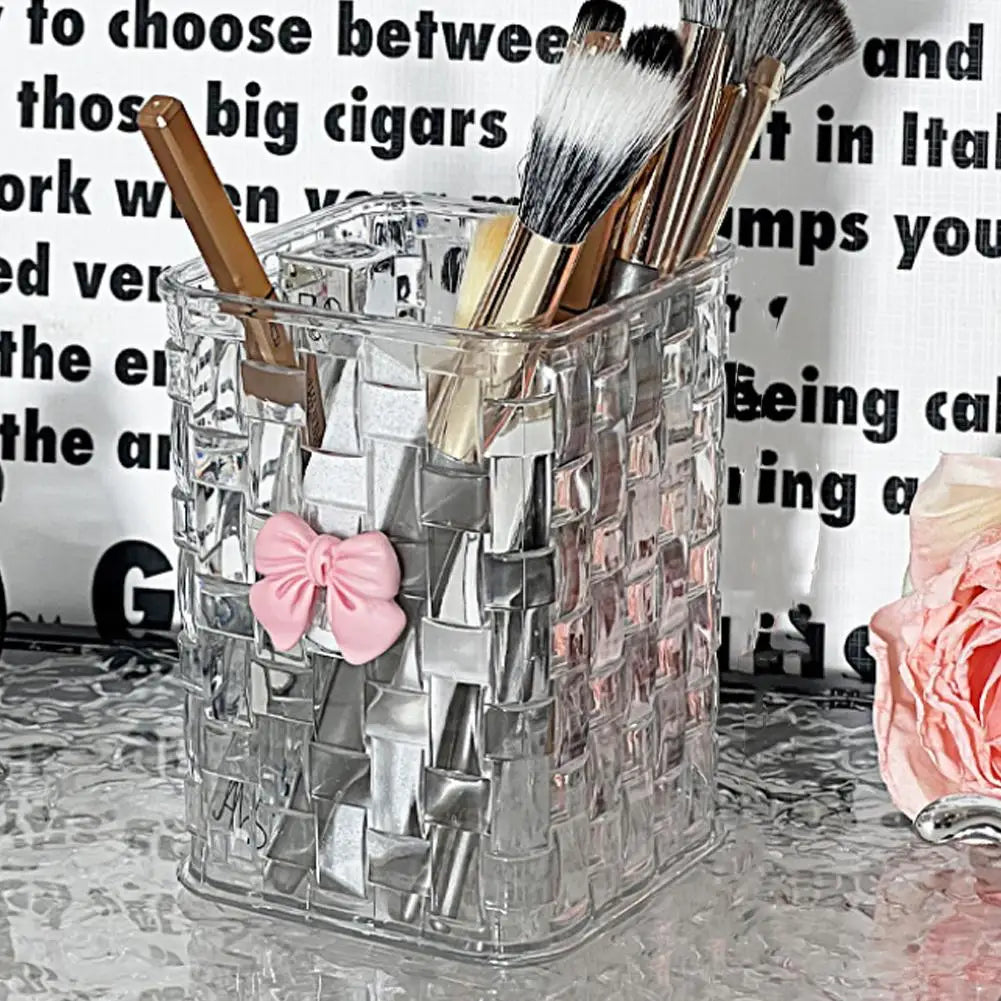 Clear Acrylic Makeup Brushes Storage Box Desk Cosmetic Organizer Lipstick Storage Nail Polish Display Stand Rack Jewelry Case Quake