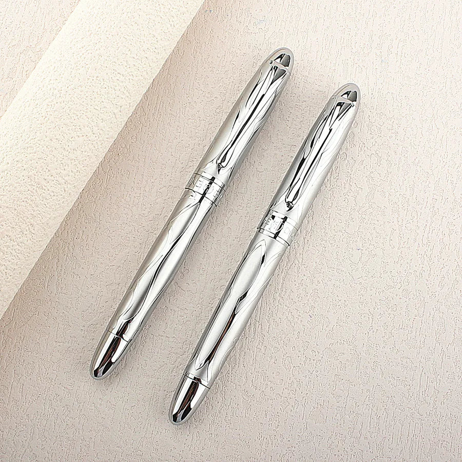 New Silver Engraving Fountain Pen 0.38mm&0.5mm Best Selling Ink Pen Gift High Quality Student Supplies Calligraphy Pens Quake