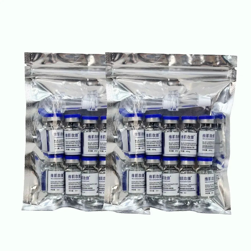 Blue Copper Peptide GHK-CU Copper Lyophilized Powder Hydration Skin Rejuvenation Improve Elasticity Repair Skin Barrier 5pairs Quake 10Pairs 2 bags