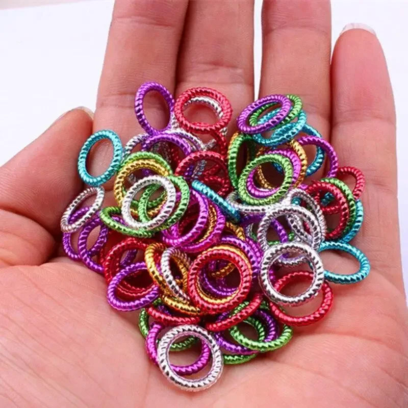 50pcs/set Long Hair Braid Beads Hair Clip Braids Colorful Dreadlock Ring Beads Hair Braider Styling Tool Hairs Accessories Quake