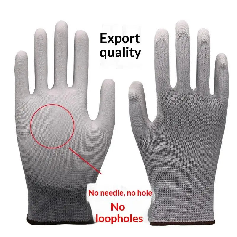1 Pair Black Coating Gloves Nylon PU Gloves Woodworking Horticulture Automobile Maintenance Anti Slip And Dustproof Daily Use Quake Grey-L