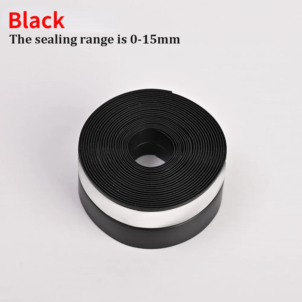 Door Window Bottom Sealing Strip Tape Insect Proof Silicone Rubber Weatherstrip Windproof Dust Self Adhesive Windshield Tape Quake Black 2M