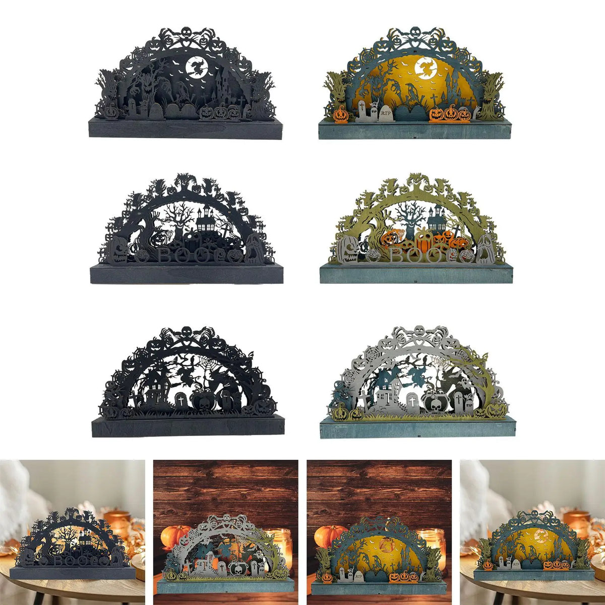 Halloween Tabletop Decoration Wooden Craft for Dinner Party Halloween Themed Quake