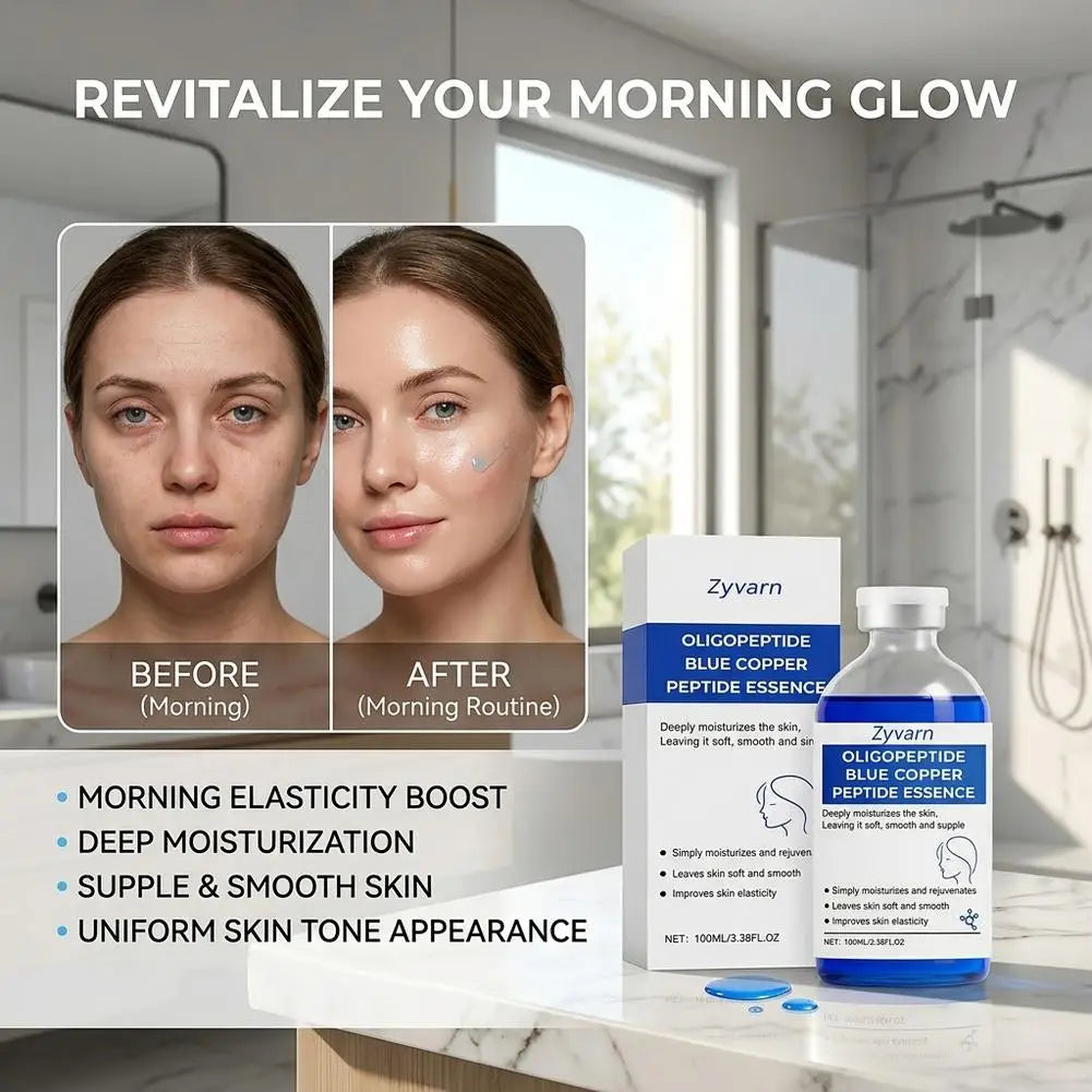 Zyvarn Blue Copper Peptide Facial Essence Deeply Moisturizing Serum for Smooth Skin,Skin Elasticity Care Leaving Skin Soft Quake