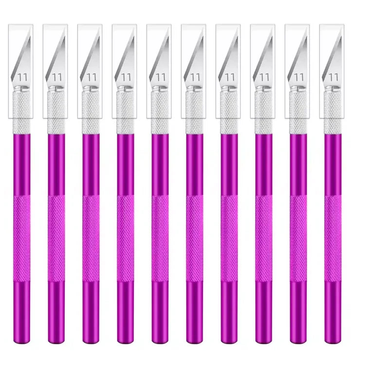 vvocci 10PCS Exacto Knife Colorful Craft Knife Kit, Sharp Exacto Knife Set, Carving Precision Hobby Knife for DIY, Art, Cutting, Quake M264 Purple 10pcs