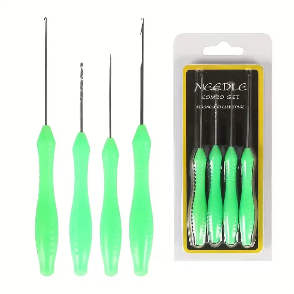 Bait Needle, High Carbon Steel 2/3/4Pcs Set Fishing Bait Needle Tool Set, Drilling Hook Needle for Making Rigs Quake