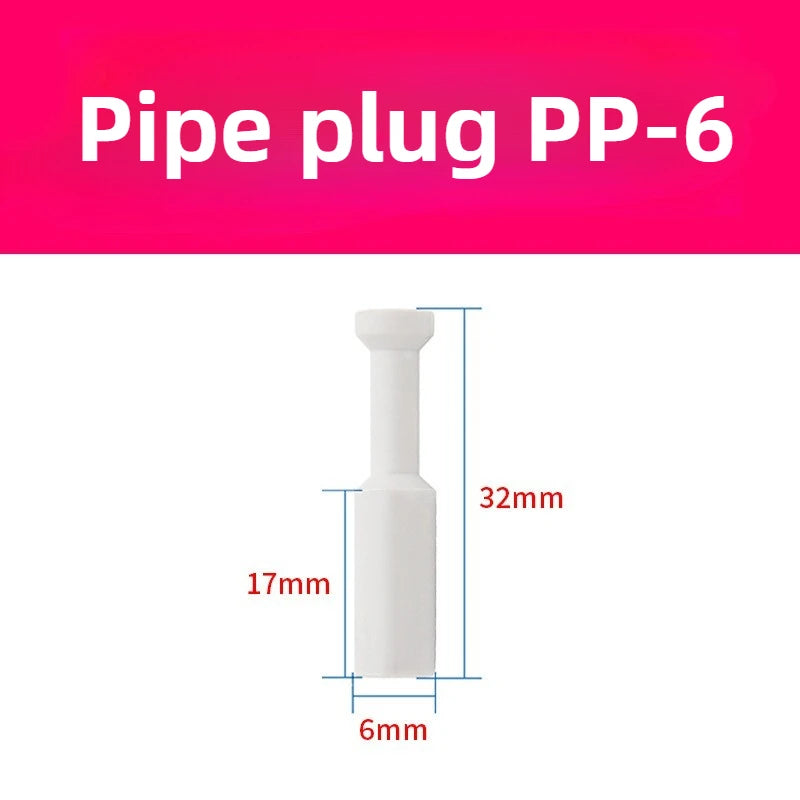 3/5 Pcs PP Pneumatic Connector Quick Plug Plastic Plug Pipe Plug PP 4mm 6mm 8mm 10mm 12mm 14mm 16MM Air Hose Sealing Connector Quake White PP6 5PCS