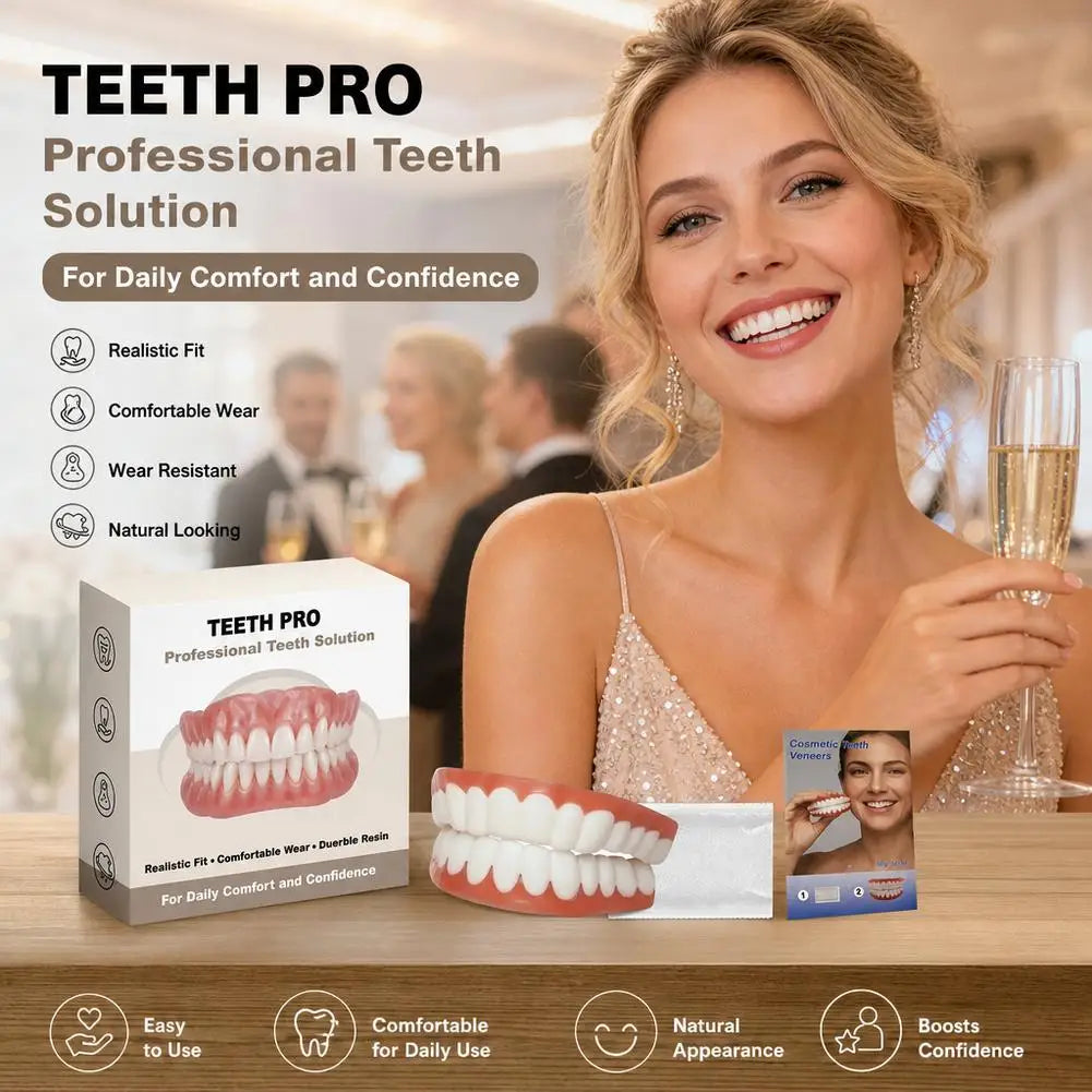 2026 New Soft Silicone Upper&Lower Dentures Comfort Realistic False Teeth Bright Smile Teeth Appliance for Adults Quake