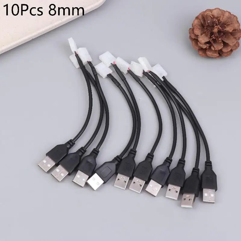 5/10Pcs USB Cable Connector To 2pin 8mm/10mm Free Welding LED Strip Connector LED Ribbon Strip Light Adaptor Quake 10Pcs 8mm