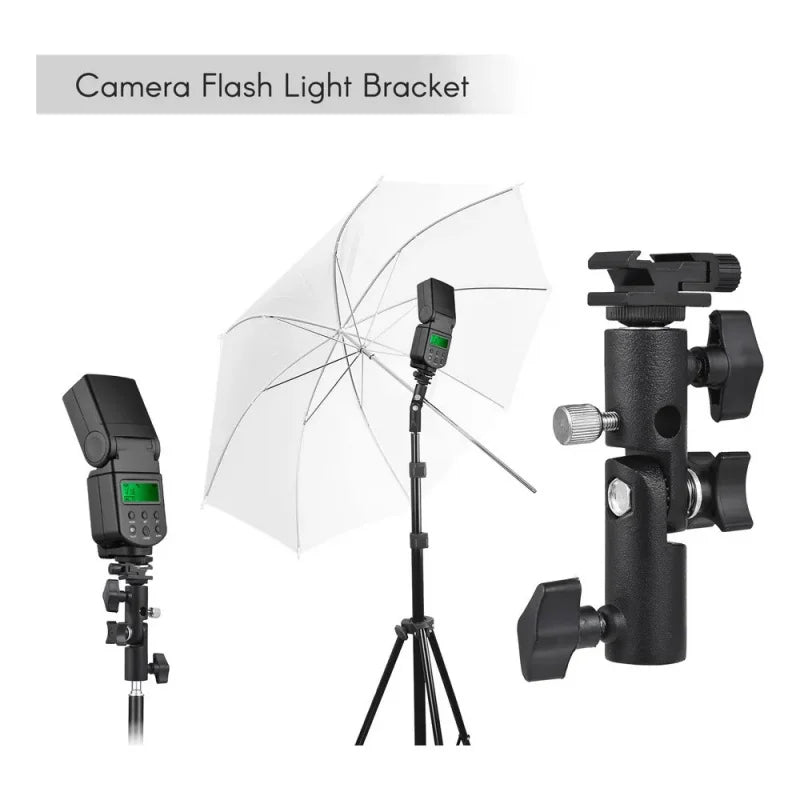 Swivel Metal Mount Flash Hot Shoe Umbrella Holder Mount Bracket for Studio Light Type E Stand,Soft Umbrella Reflective Umbrella Quake