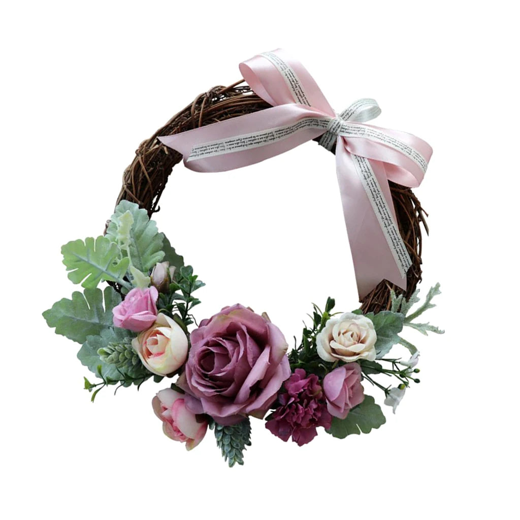 Wedding Decoration Artificial Rose Wreaths Flowers Rattan Garland Rustic Style for Door Wall Chair Decor Quake
