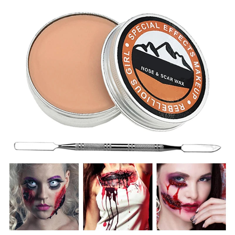 Scar Wax Set with Scraper: Create realistic Special Effects for Halloween or Cosplay-Body Painting,Fake Wounds and Modeling Wax Quake 2pcs 60g
